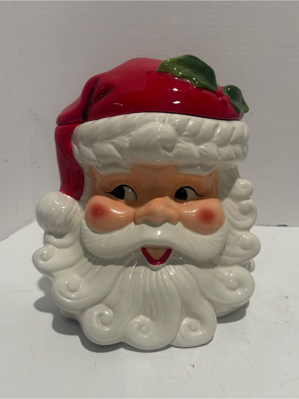 Festive Santa Cookie Jar – Red and White Holiday Canister